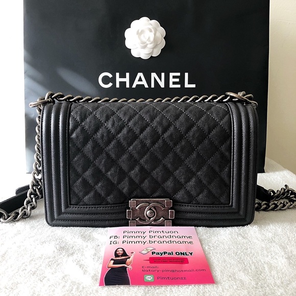 Chanel Boy Ruthenium Medium Gray Caviar Leather - Picture 3 of 8